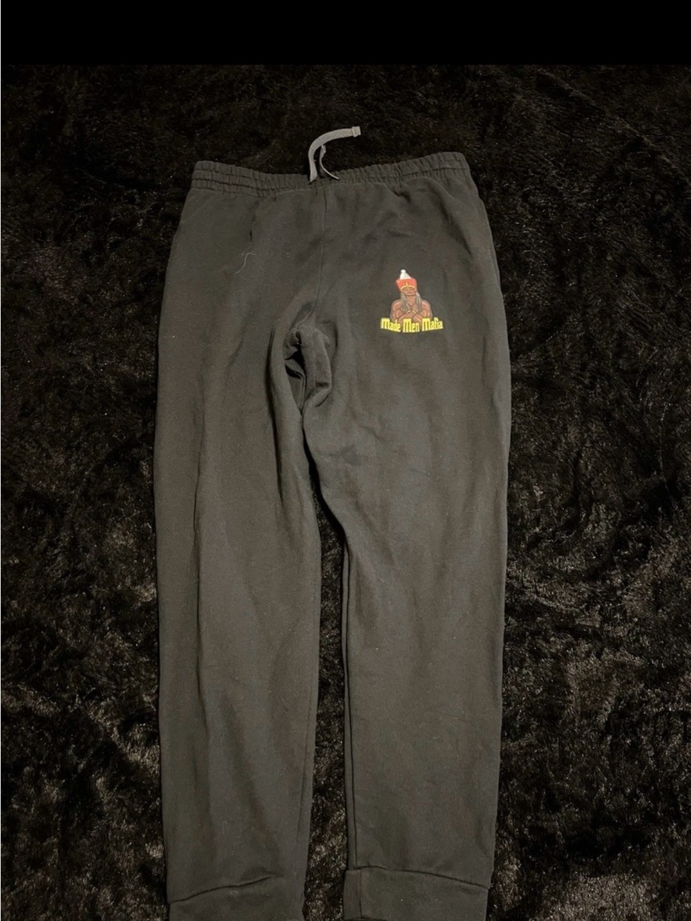 Large Black Graphic Joggers with Logo